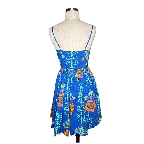 PLENTY BY TRACY REESE Kirby Blue Floral Fit Flare Dress Women's Size 6P Petite - Picture 3 of 8
